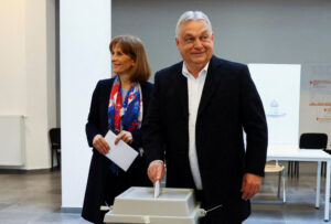 Citizens lining up at polling stations in Budapest during the hungary elections 2026.