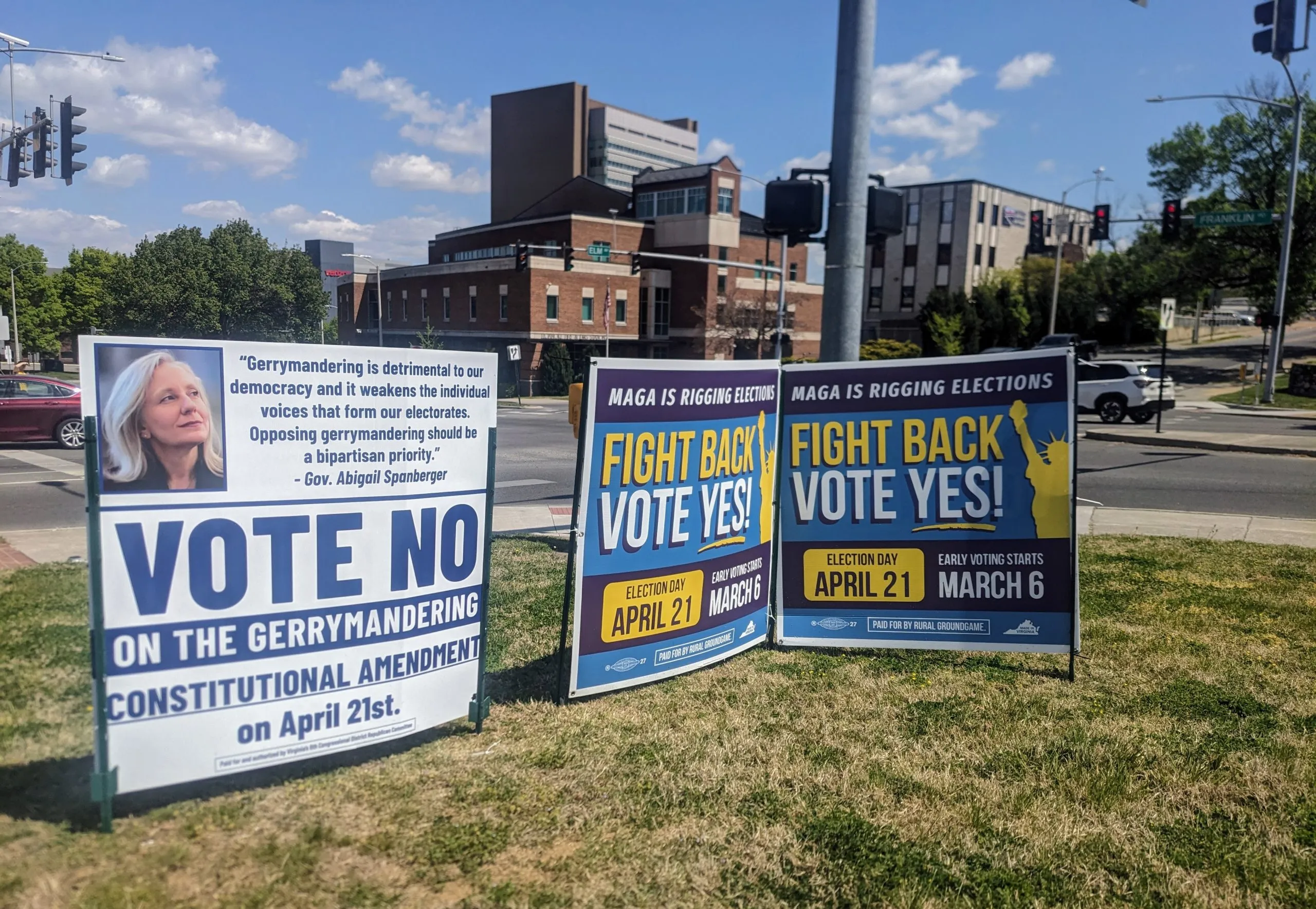 Voters standing in line outside a polling station in Arlington, Virginia during the April 2026 special election.