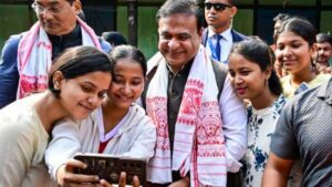 Assam CM Himanta Biswa Sarma campaigning in Jalukbari, meeting residents for 'Booth Vijay Abhiyan'.