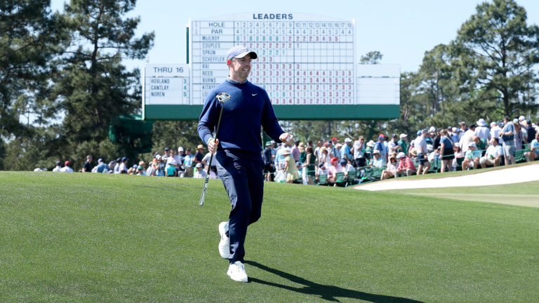 A beautiful view of the famous manual masters leaderboard at Augusta National Golf Club during the 2026 tournament.