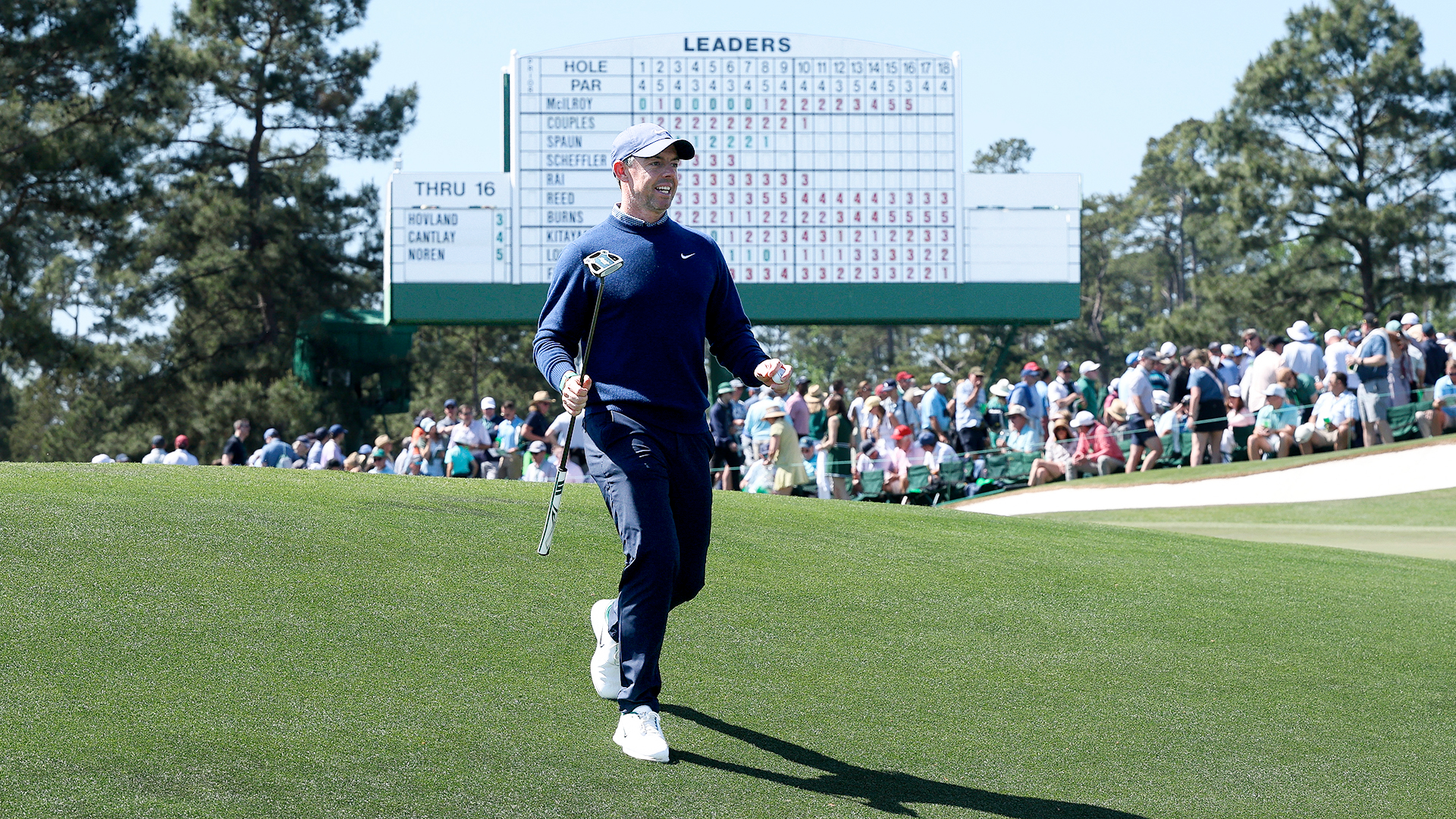 A beautiful view of the famous manual masters leaderboard at Augusta National Golf Club during the 2026 tournament.