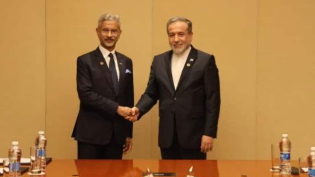 Indian External Affairs Minister S Jaishankar in discussion with Iranian Foreign Minister Seyed Abbas Araghchi.
