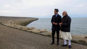 PM Modi visiting the Afsluitdijk dam in the Netherlands with Rob Jetten, exploring water management