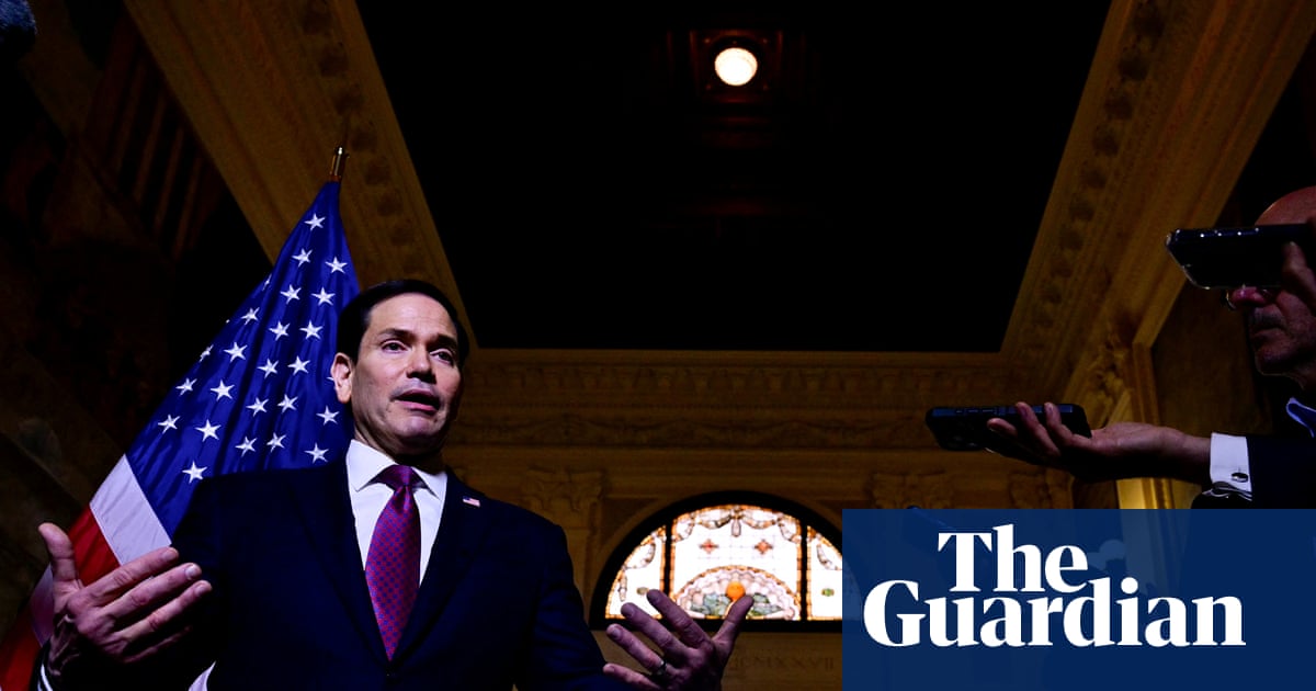 US Secretary of State Marco Rubio speaks to press in Rome.