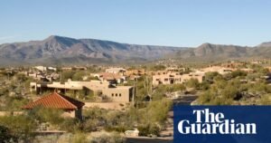 Contrasting scenes of scorching desert heat in North America and severe flood damage in South Africa, reflecting global extreme weather patterns.
