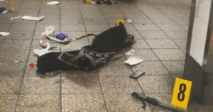 NYC police bodycam video of Grand Central stabbing incident.