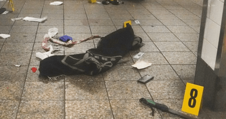 NYC police bodycam video of Grand Central stabbing incident.