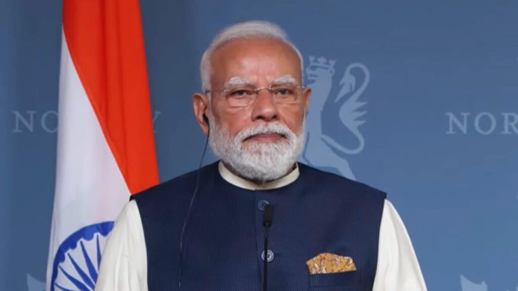 PM Modi and Norwegian PM Jonas Gahr Støre during a joint press statement in Oslo, announcing the Green Strategic Partnership and Norway's entry into the Indo-Pacific Oceans Initiative.