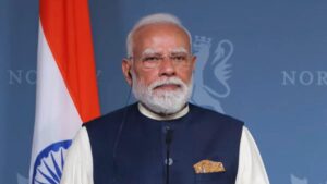 PM Modi and Norwegian PM Jonas Gahr Støre during a joint press statement in Oslo, announcing the Green Strategic Partnership and Norway's entry into the Indo-Pacific Oceans Initiative.