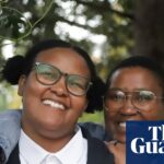 Smiling couple Bonolo Selelo and Tsholofelo Kumile, left and right respectively, seeking to legalise same-sex marriage in Botswana.