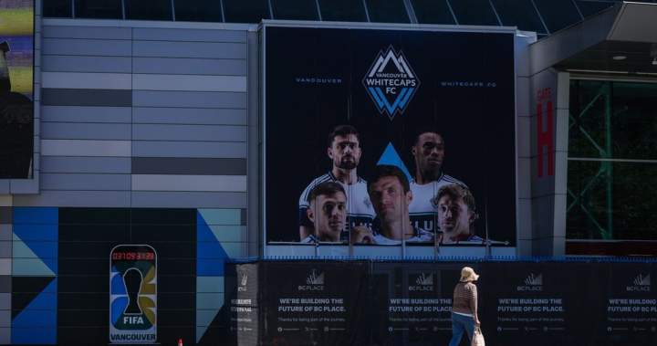 Image of Vancouver Whitecaps fans rallying outside a stadium.