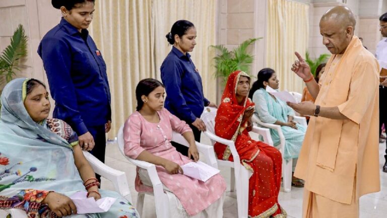 CM Yogi Adityanath interacts with citizens during a Janata Darshan program in Gorakhpur.