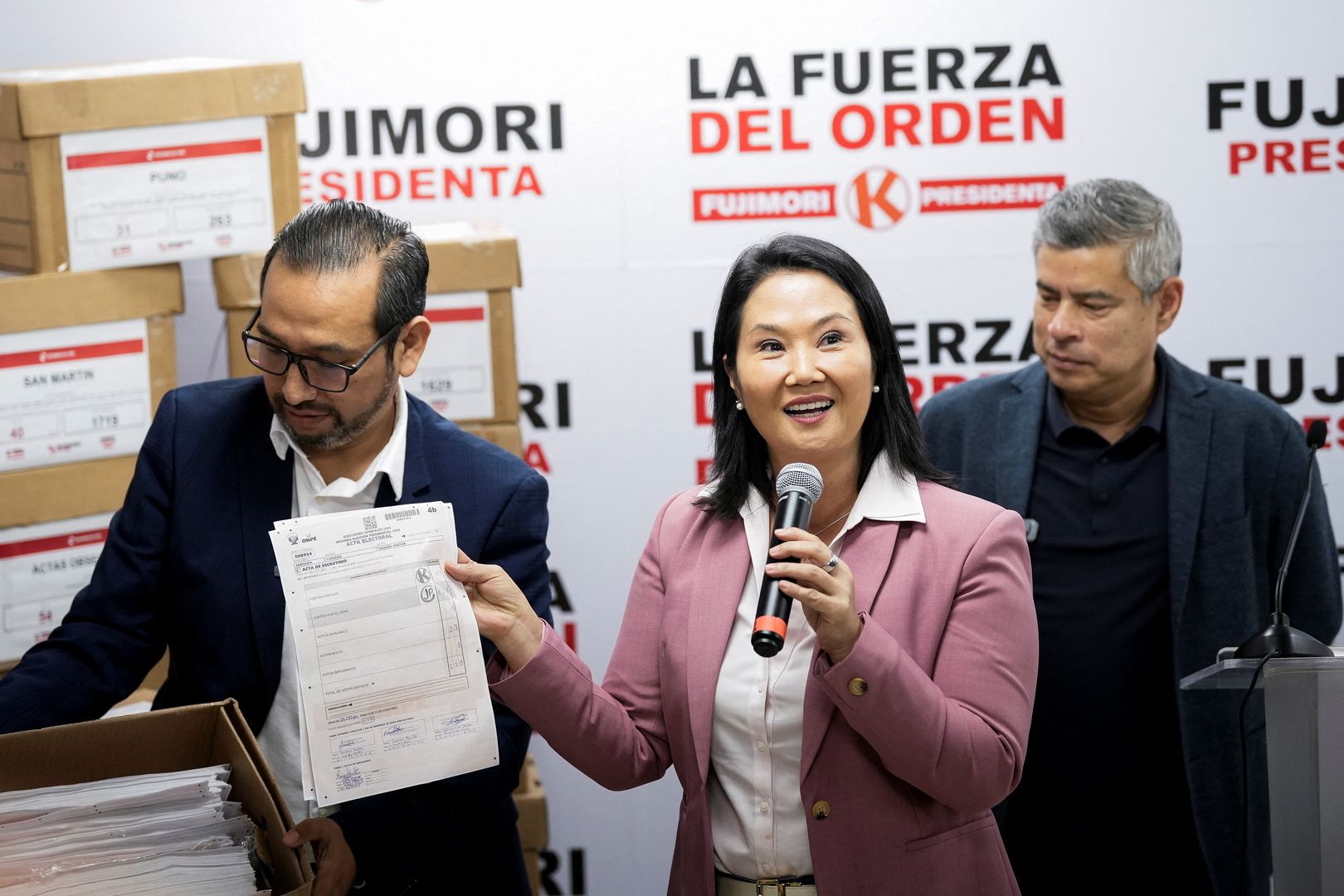 Keiko Fujimori celebrates her victory in the Peruvian presidential election