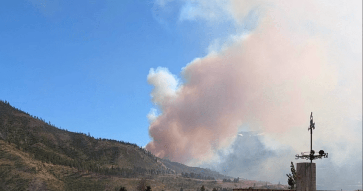 Image of a wildfire burning near Lytton, B.C.