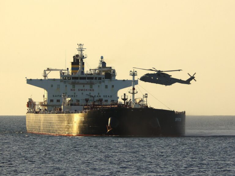 UK Royal Marines seizing a Russian shadow fleet tanker off the coast of England