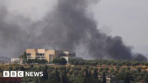 Smoke billows over southern Lebanon after an Israeli air strike, as an impending US-Iran deal is announced.