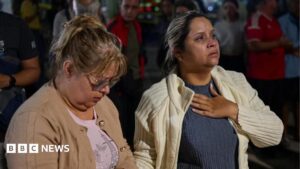 Aerial footage showing destruction in coastal Venezuela after a powerful earthquake.