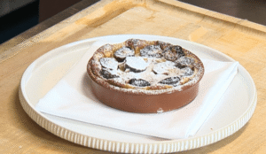 Delicious Cherry Clafoutis dessert prepared by Chef Paul Shewchuk and Susan Hay.