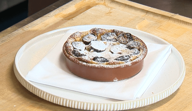 Delicious Cherry Clafoutis dessert prepared by Chef Paul Shewchuk and Susan Hay.