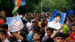 Image of CJP protest in Delhi where chaos erupted, highlighting the challenges of digital mobilisation in real-world demonstrations.