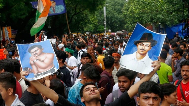 Image of CJP protest in Delhi where chaos erupted, highlighting the challenges of digital mobilisation in real-world demonstrations.