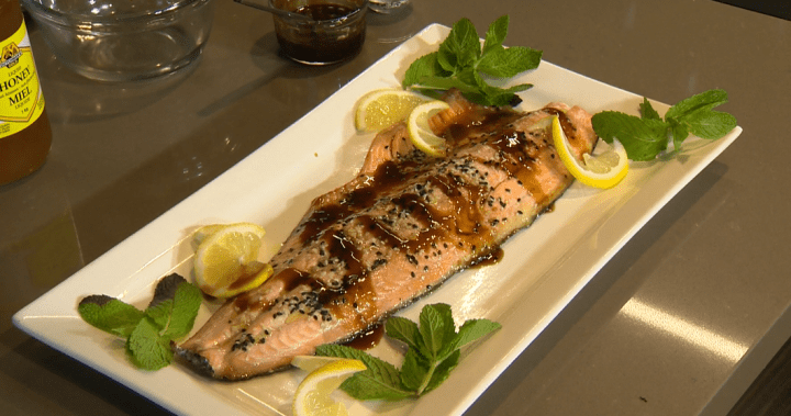 One Skillet Honey Soy Salmon recipe by Susan Hay and Rose Reisman.