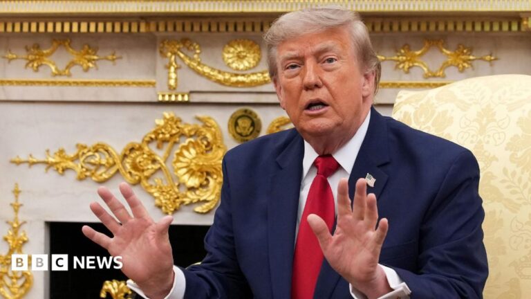 Image of US President Donald Trump addressing the media on the escalating tensions with Iran.