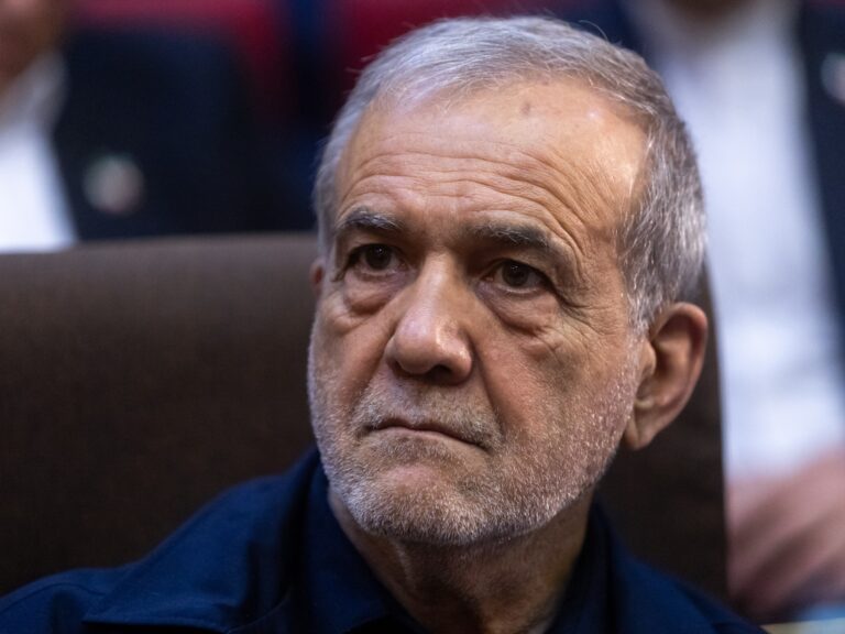 Iranian President Masoud Pezeshkian speaks to public relations officials in Tehran, amidst internal political divisions.