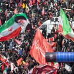 Vast crowds of mourners dressed in black gathered on a boulevard in Mashhad for the Supreme Leader's burial procession.