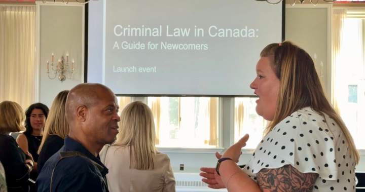 Image shows a screen displaying multilingual legal resources for newcomers.