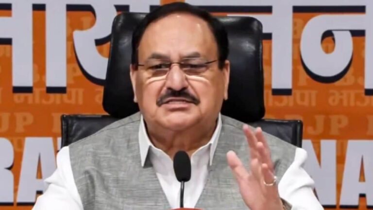 Union Minister JP Nadda addressing a press conference in New Delhi