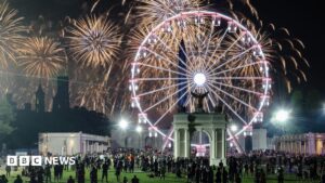US Capitol Building lit up by Fourth of July fireworks
