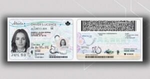 Image of the new Alberta identification card, featuring the combined driver's licence, health care, and citizenship marker.