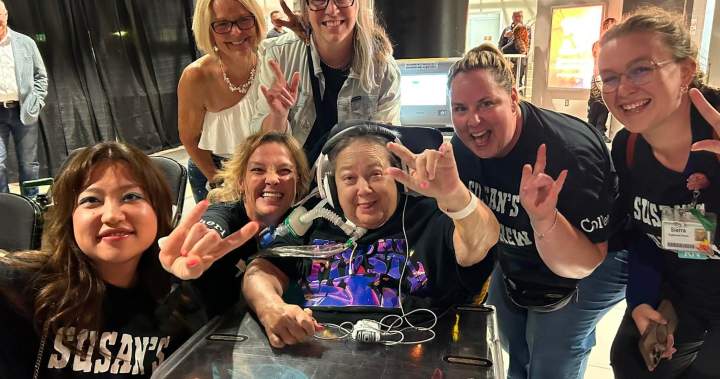 A heartwarming image of a critical care patient attending a Bryan Adams concert, facilitated by her compassionate healthcare team.