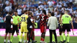 Calvin Bassey of Fulham reacts during the Trofeo Costa del Sol preseason friendly match in Malaga.