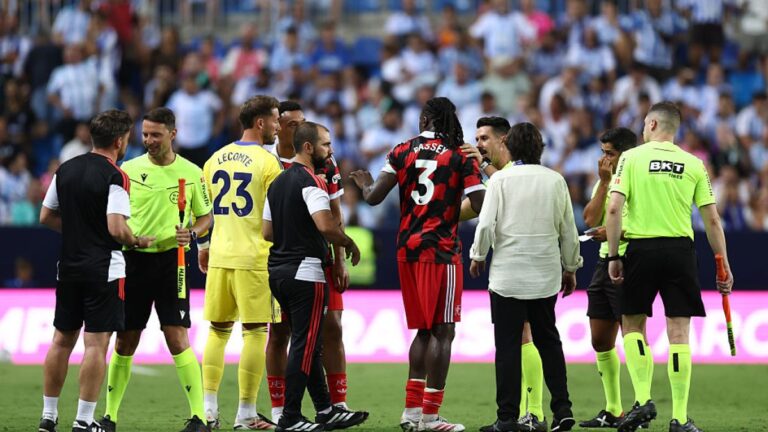 Calvin Bassey of Fulham reacts during the Trofeo Costa del Sol preseason friendly match in Malaga.