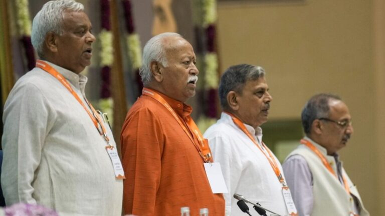 RSS leaders discussing youth protests and systemic issues at Jantar Mantar, highlighting concerns of Generation Z in India.