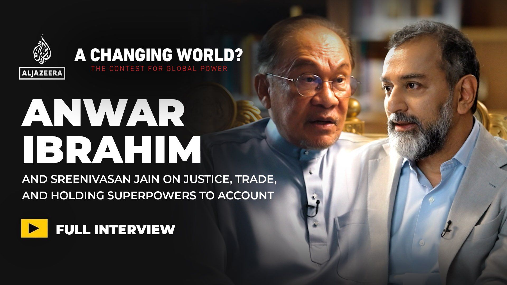 Malaysian Prime Minister Anwar Ibrahim discussing Malaysia's position between global powers.
