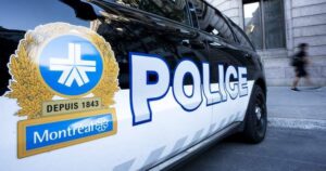 A Montreal police car on a city street, indicating a police-involved incident.