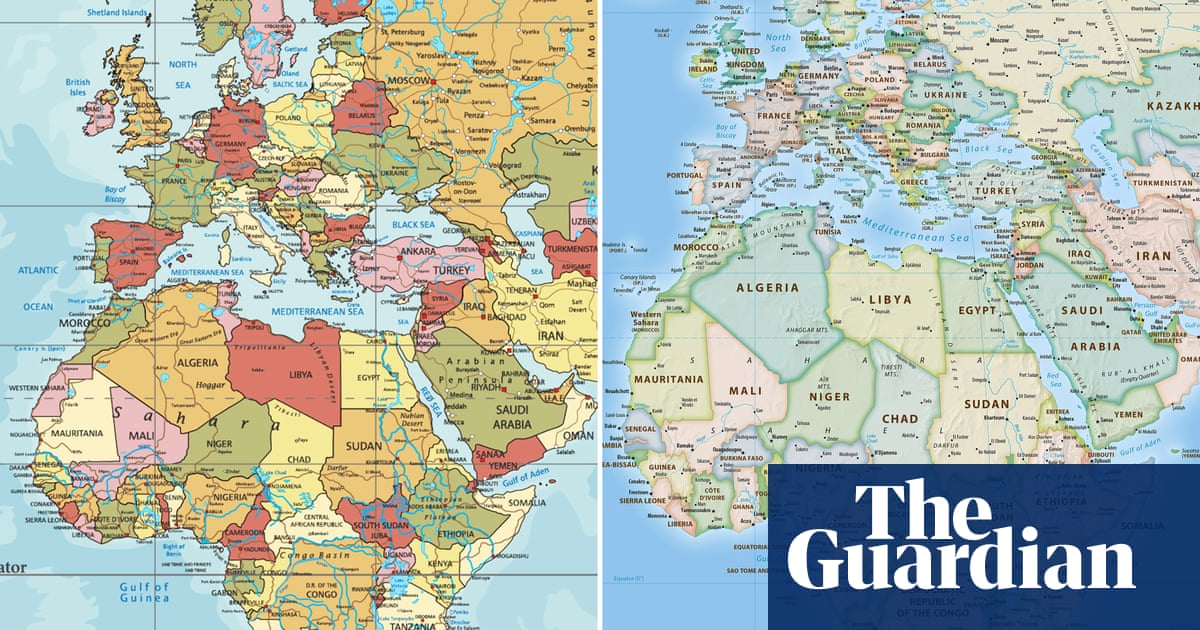A side-by-side comparison of Africa's size on the Mercator projection and the Equal Earth map, highlighting the continent's true scale.