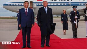 President Xi Jinping and Donald Trump meeting at the White House.