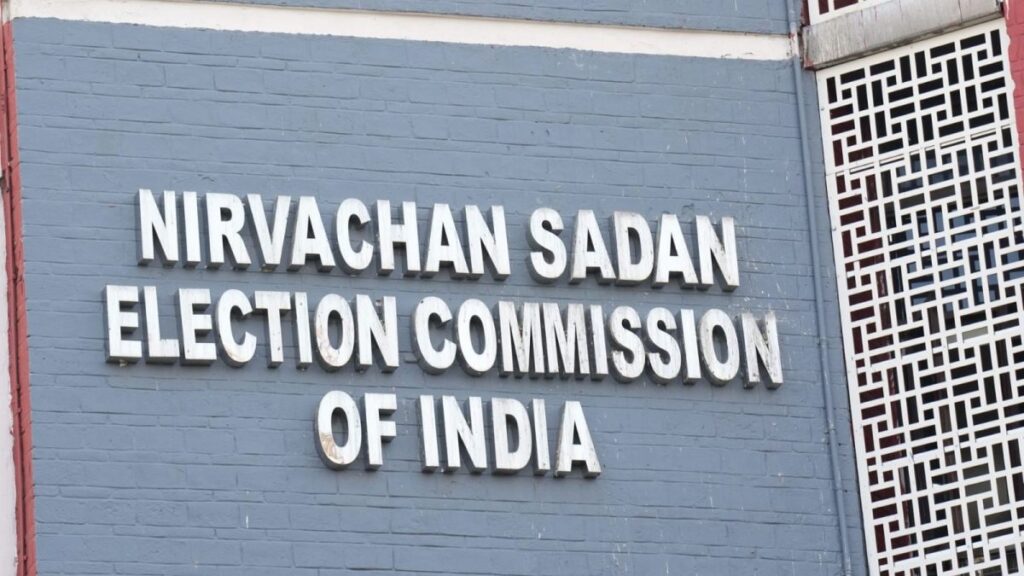 A photograph showing the headquarters of the Election Commission of India.