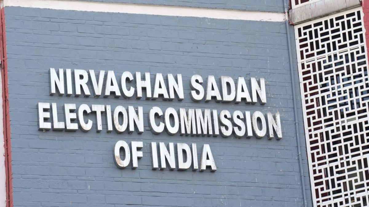 A photograph showing the headquarters of the Election Commission of India.