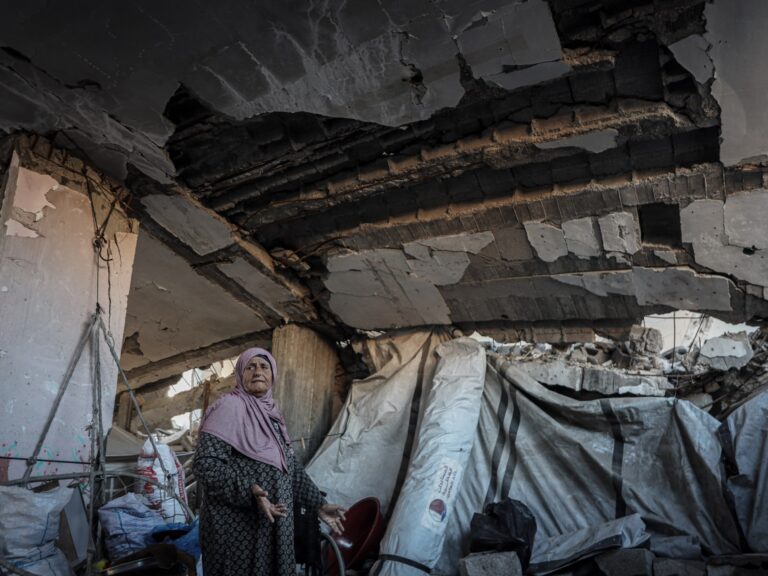 Families in Gaza living in damaged buildings at risk of collapse amid a massive housing crisis.