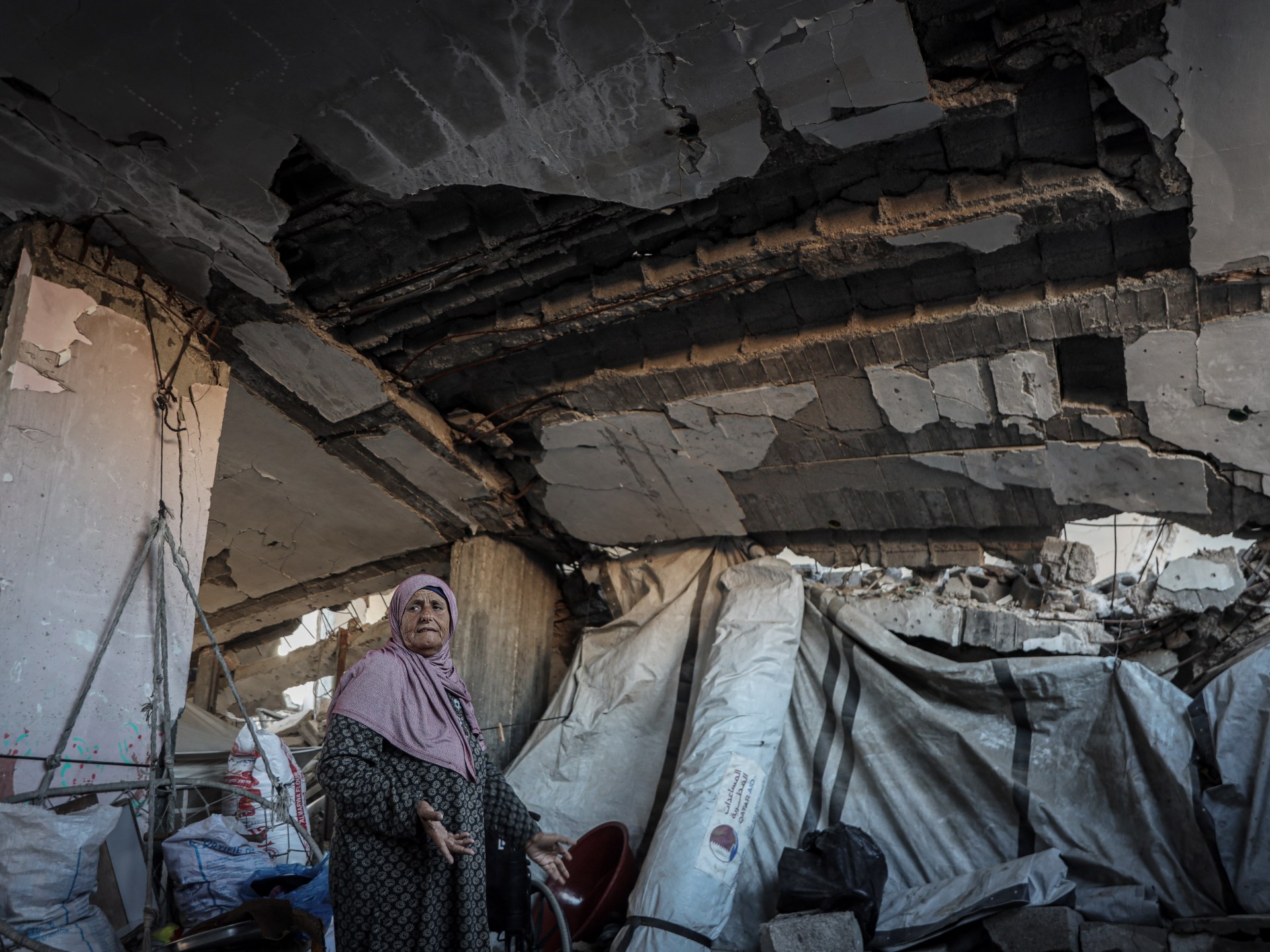Families in Gaza living in damaged buildings at risk of collapse amid a massive housing crisis.