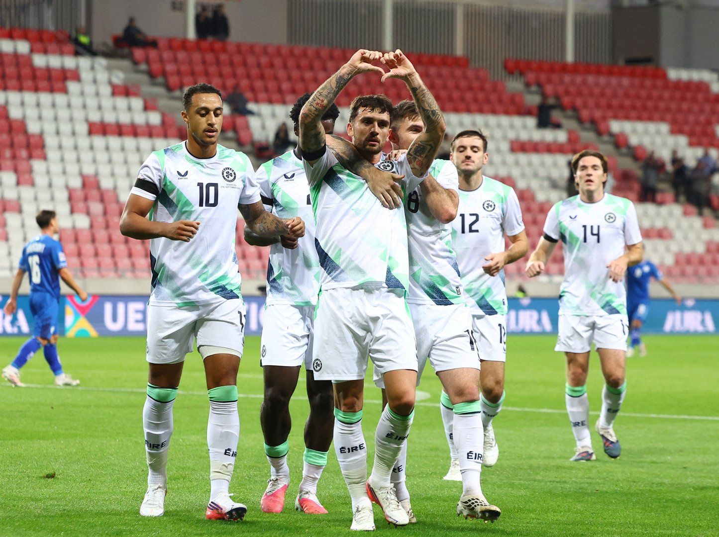 Irish players wearing black armbands during the UEFA Nations League match against Israel.