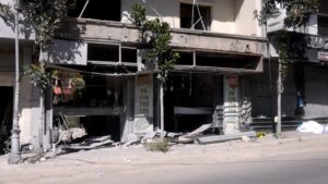 Image of destroyed buildings in Nabatieh, a Lebanese city