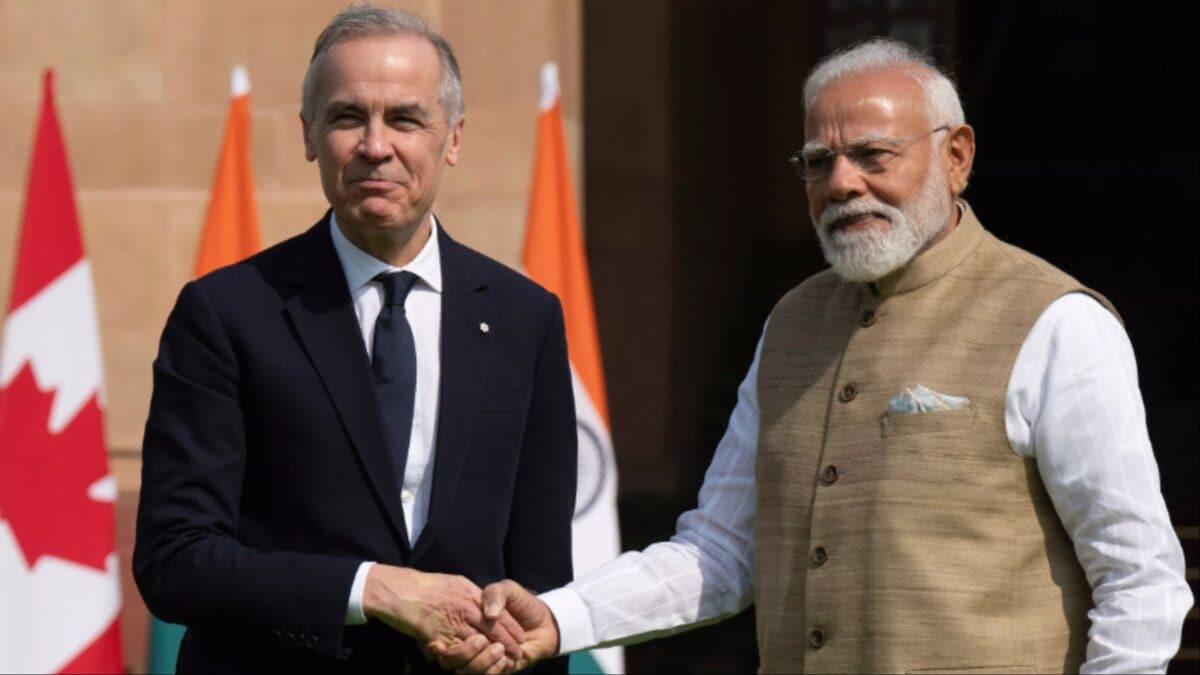 Prime Minister Narendra Modi and Canadian PM Mark Carney in diplomatic talks.