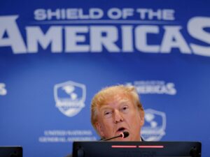 President Trump at the UN announcing the Shield of the Americas anti-cartel coalition.