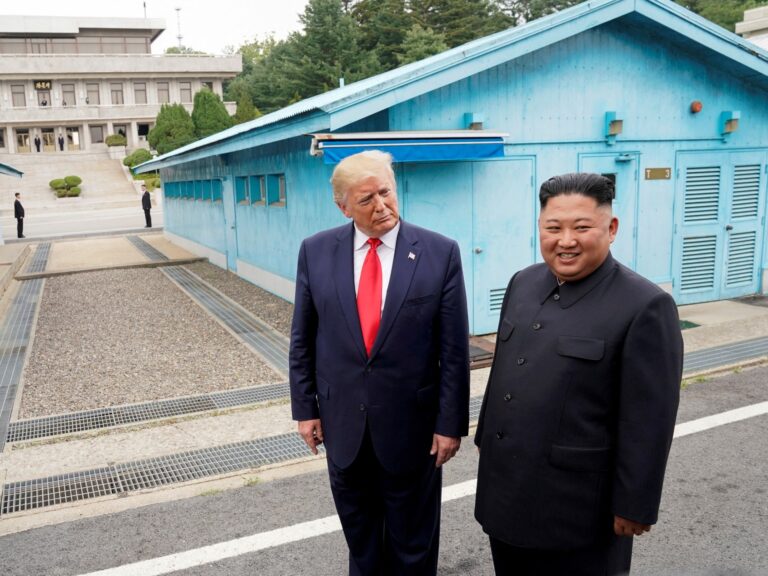 US President Donald Trump and North Korean leader Kim Jong Un meet at the DMZ.